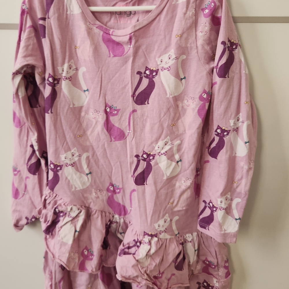 100% Cotton Mango Pink Cat Girls Dress